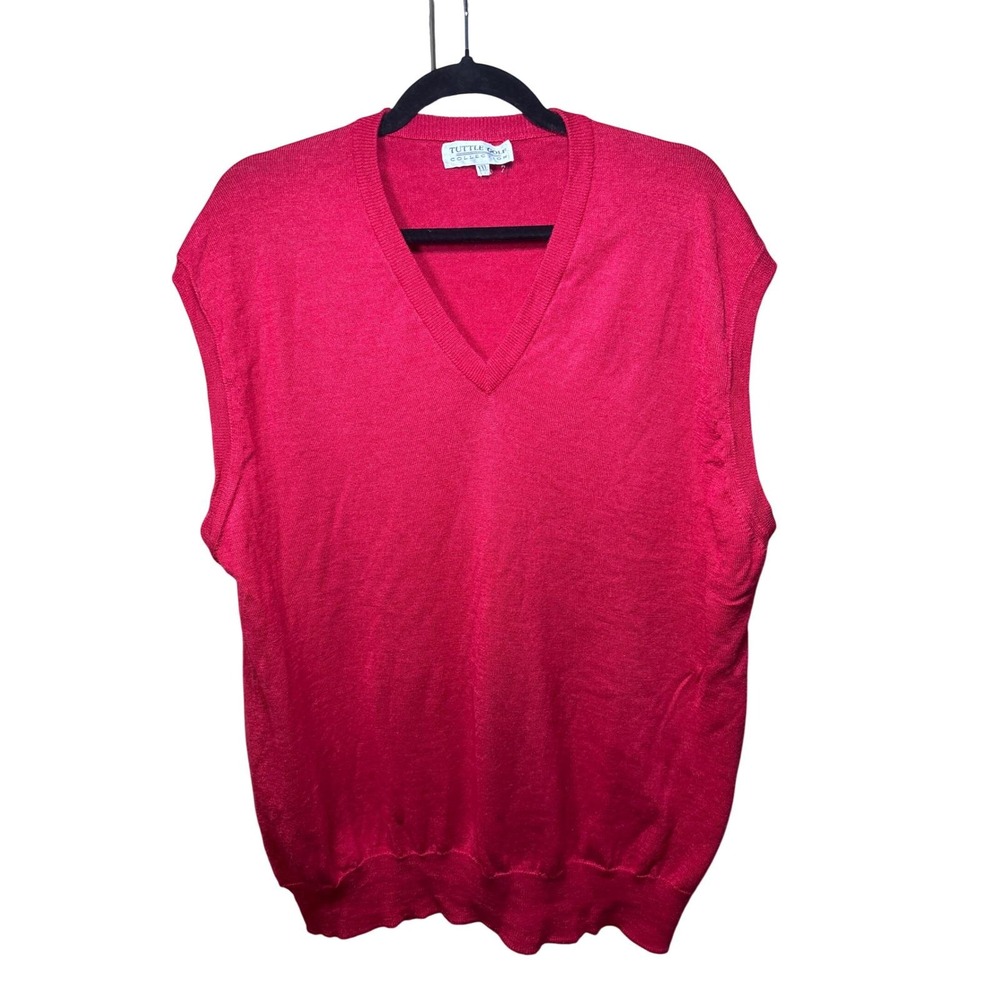 Tuttle Golf Collection Men's Red V-Neck Sleeveless Sweater Vest XXL 75% Wool